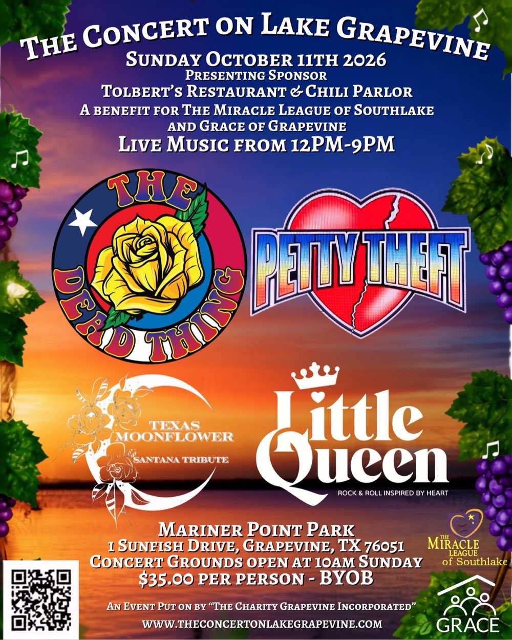 The Concert on Lake Grapevine 2026 poster - Sunday, October 11, Mariner Park Point, Grapevine